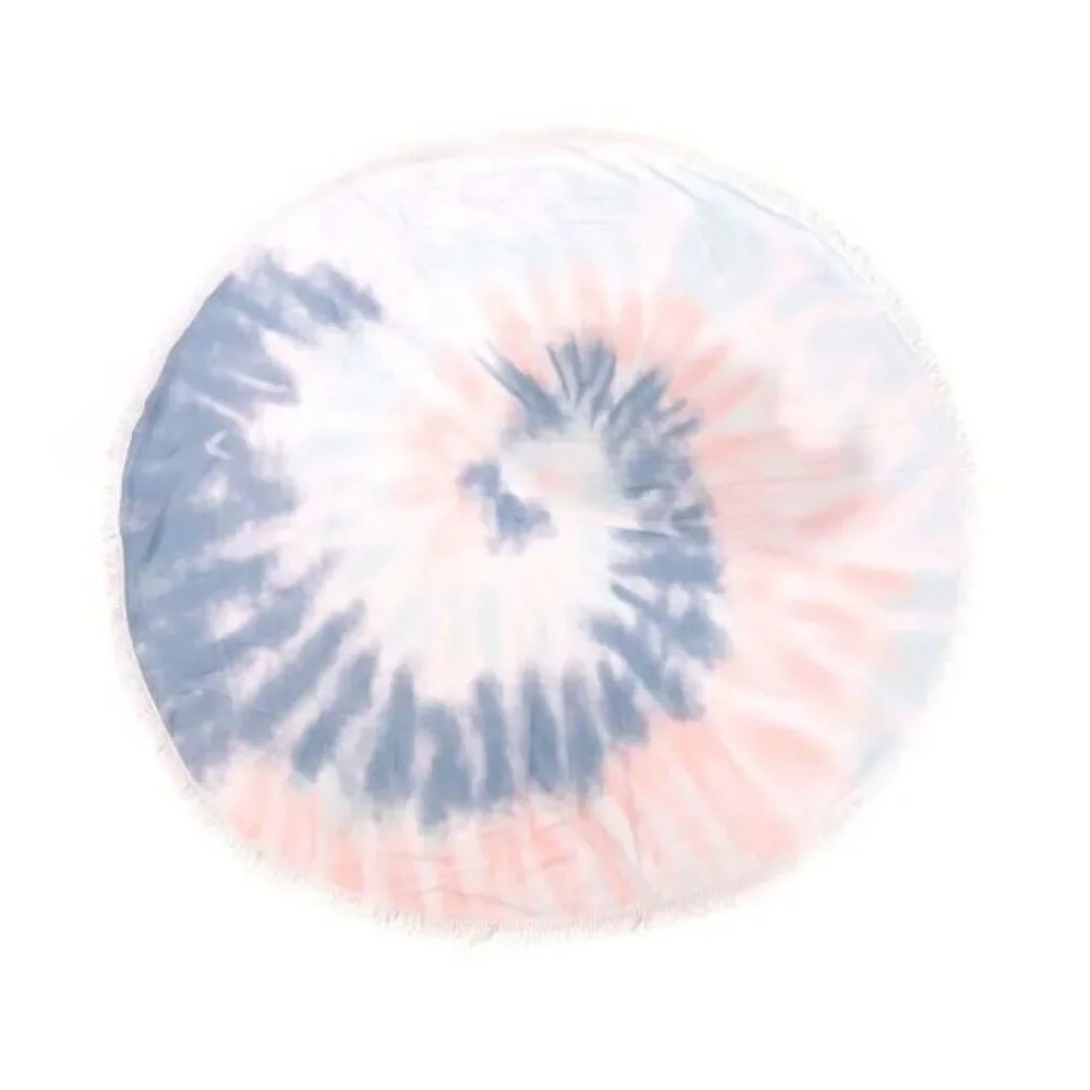 Nwt Justin & Taylor Large Round Tie Dye Fringed Beach Towel